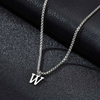 Men's necklace with initial W pendant