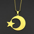 Men's "türk" necklace in Göktürk runes: crescent moon and star
