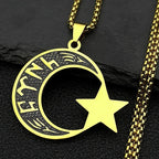 Men's "türk" necklace in Göktürk runes: crescent moon and star gold