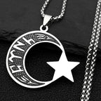 Men's "türk" necklace in Göktürk runes: crescent moon and star silver