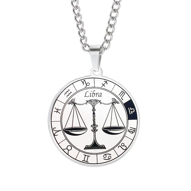 Horoscope Necklace Silver Zodiac Constellation Pendant Libra
