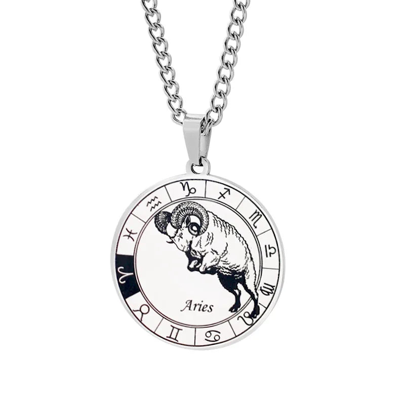 Horoscope Necklace Silver Zodiac Constellation Pendant Aries