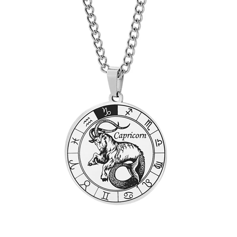 Horoscope Necklace Silver Zodiac Constellation Pendant Capricorn
