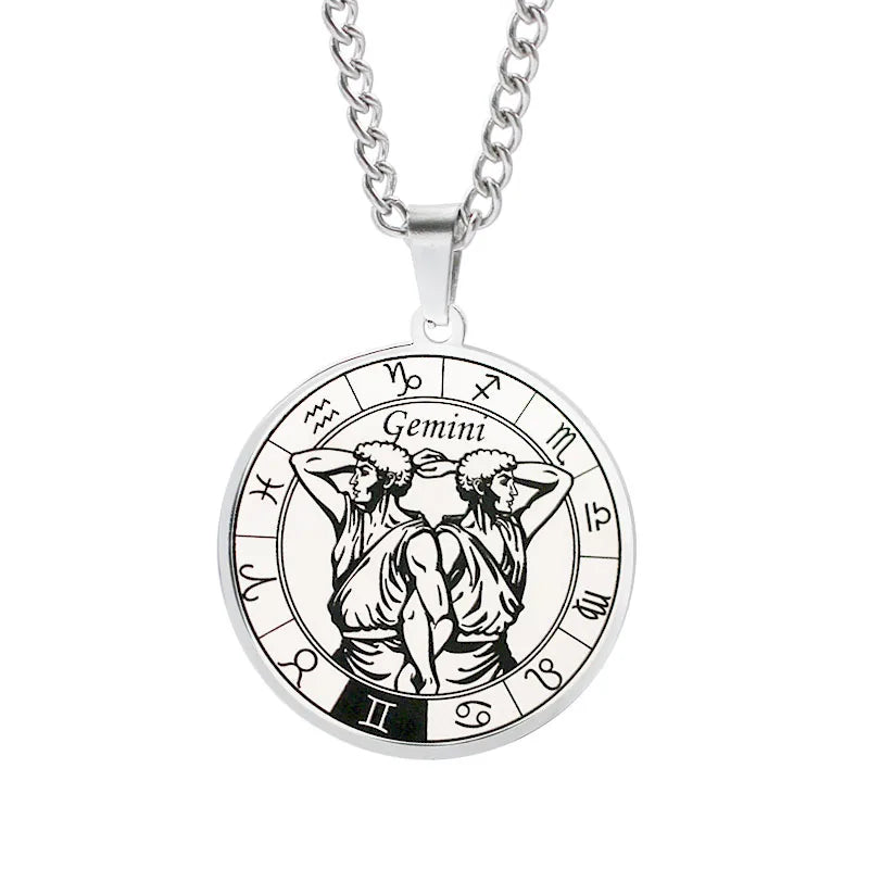 Horoscope Necklace Silver Zodiac Constellation Pendant Gemini