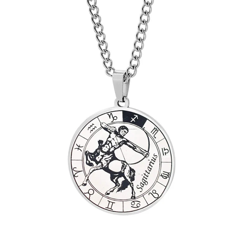 Horoscope Necklace Silver Zodiac Constellation Pendant Sagittarius