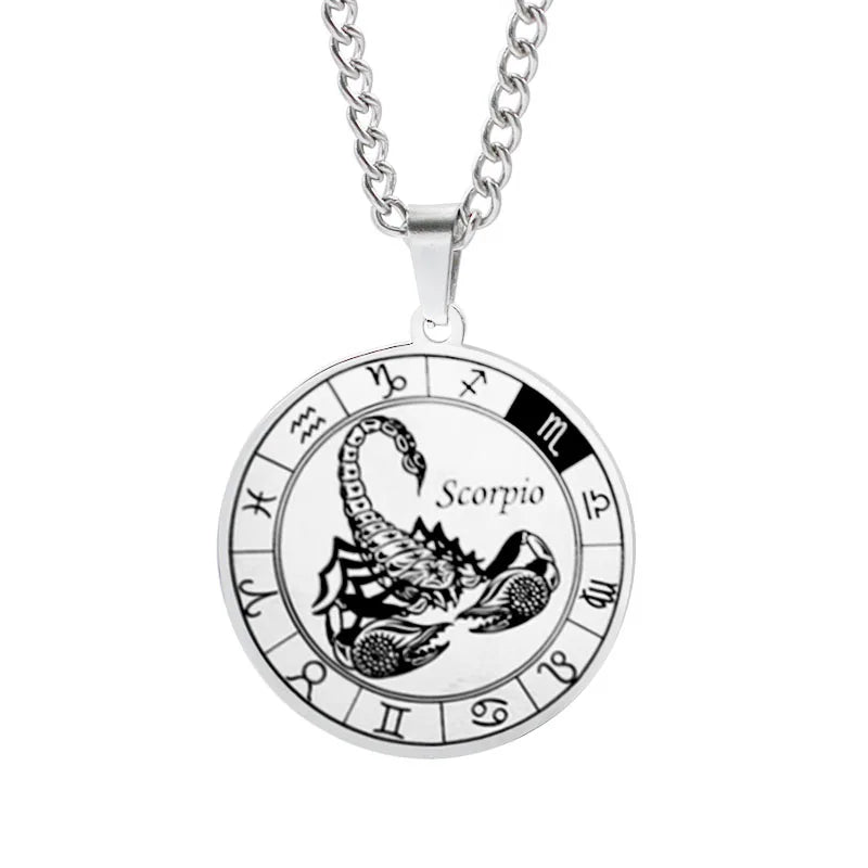 Horoscope Necklace Silver Zodiac Constellation Pendant Scorpio