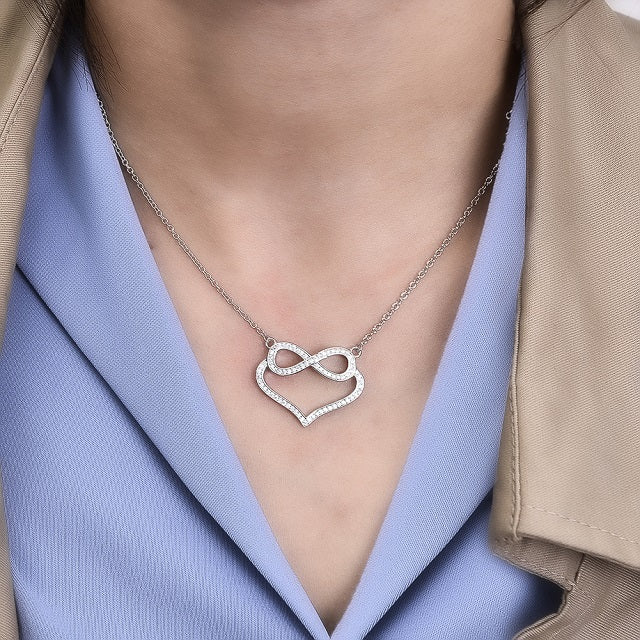 Infinity Heart Necklace Silver