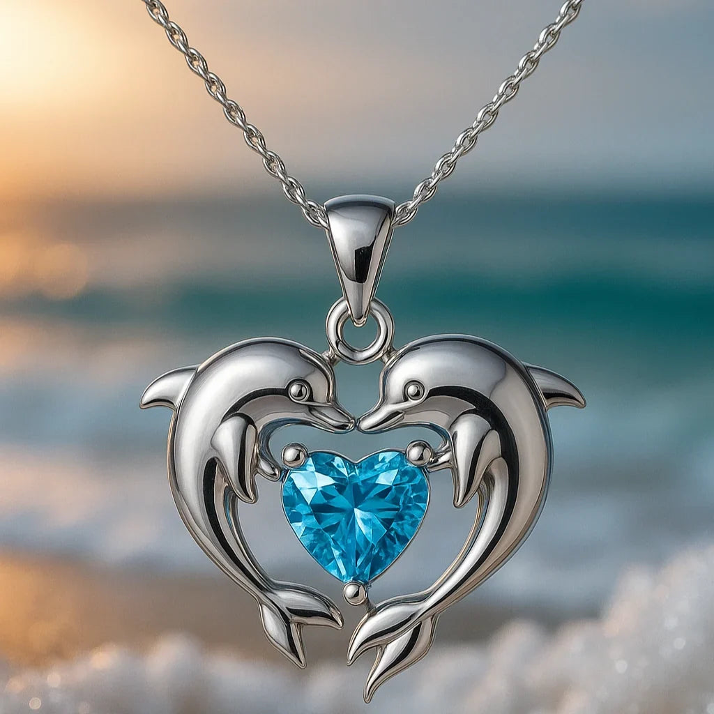 Timeless necklace with double dolphin