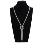 Long Necklace with Silver Bow Pendant