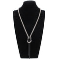 Long Necklace with Silver and Black Bow Pendant