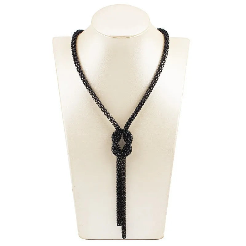 Long Necklace with Black Bow Pendant