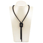 Long Necklace with Black Bow Pendant
