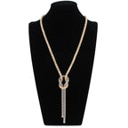 Long Necklace with Gold and Silver Bow Pendant