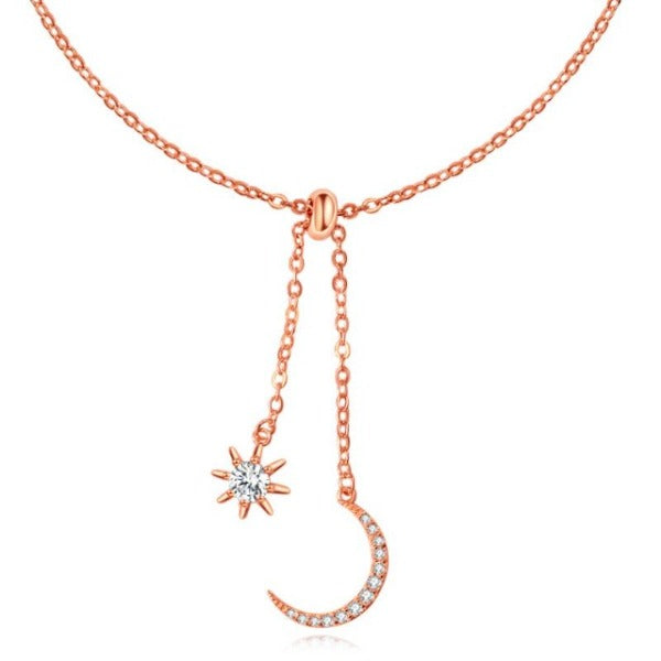 Moon & Sun Necklace in Rose Gold