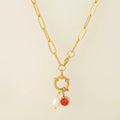 Chain necklace with pearl pendant and January birthstone