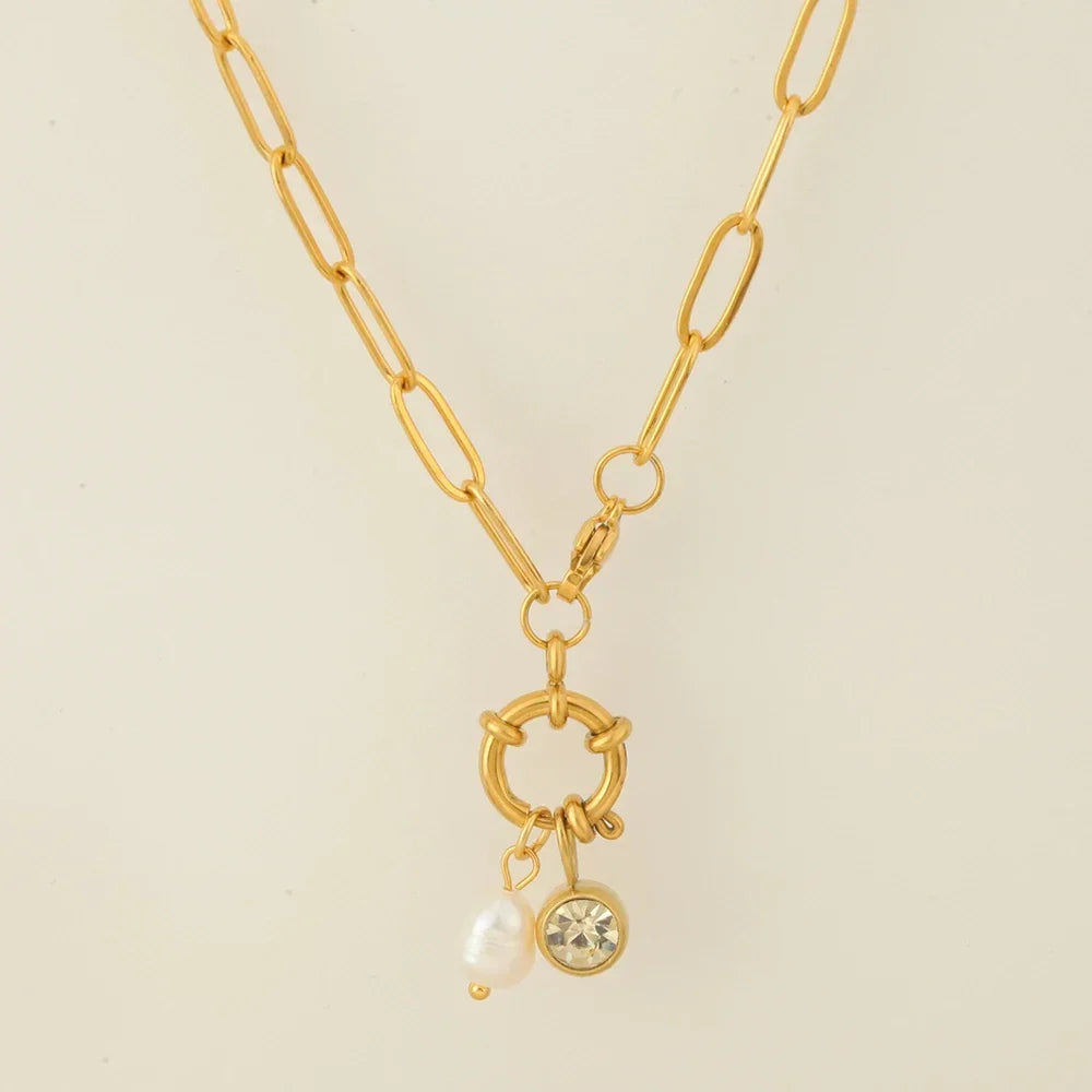 Chain necklace with pearl pendant and November birthstone