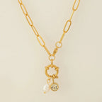 Chain necklace with pearl pendant and November birthstone
