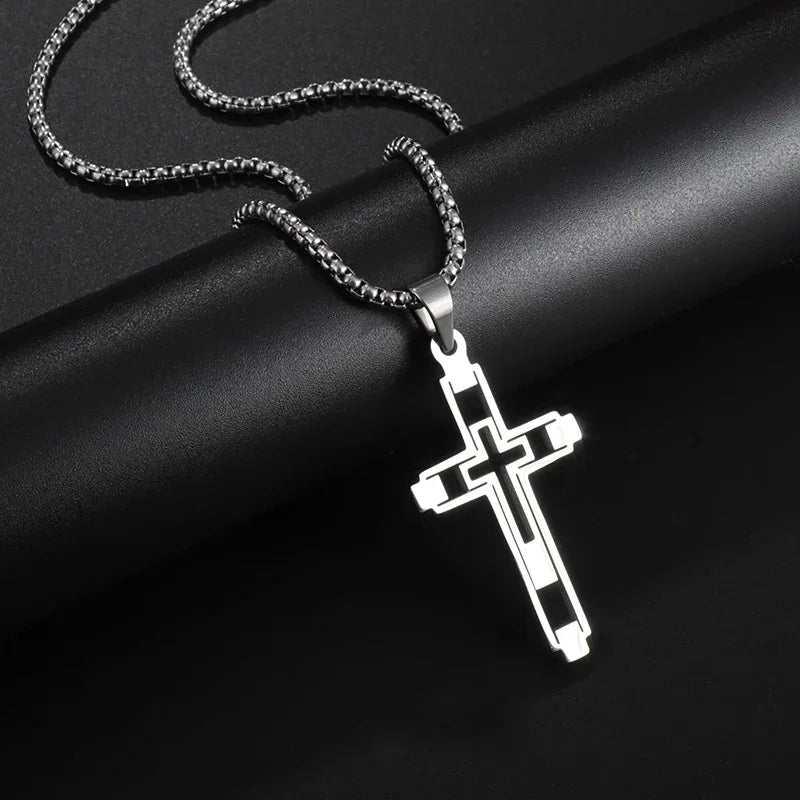 Silver Cross Necklace & Locket