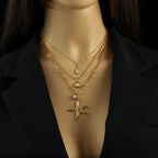 Multi-Strand Necklace with Shell Pendant, Starfish, Conch, and Scallop Shell