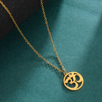 Buddhist Om Necklace Gold