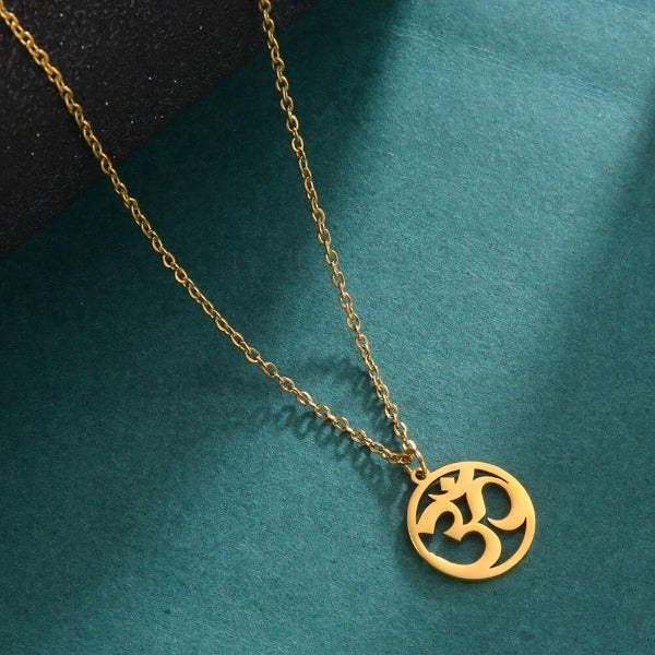 Buddhist Om Necklace Gold