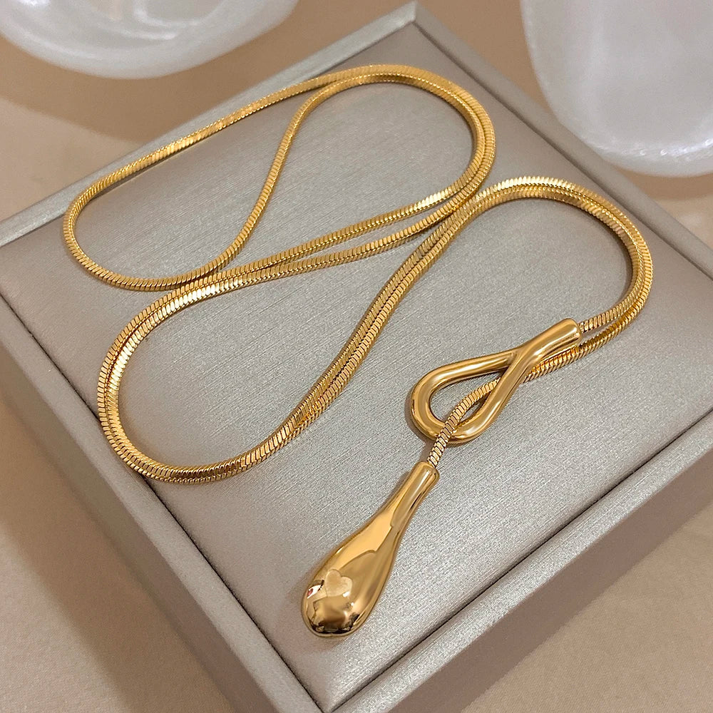 Original Necklace with Gold Water Drop Pendant
