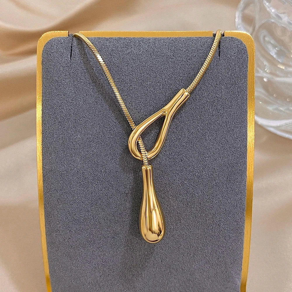 Original Necklace with Gold Water Drop Pendant
