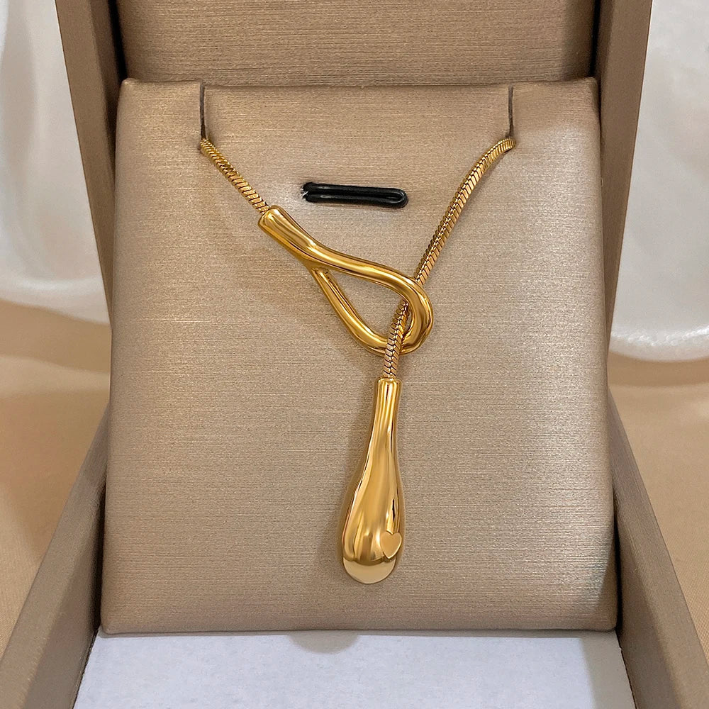 Original Necklace with Gold Water Drop Pendant