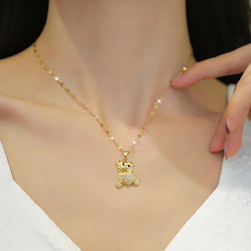 Gold Bear Necklace