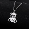 Cute Panda Pendant Necklace Silver