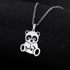 Cute Panda Pendant Necklace Silver