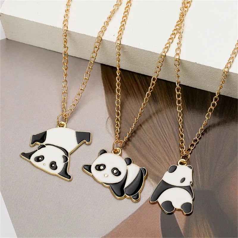 Panda Pendant Necklace in Gold, 3-Pack