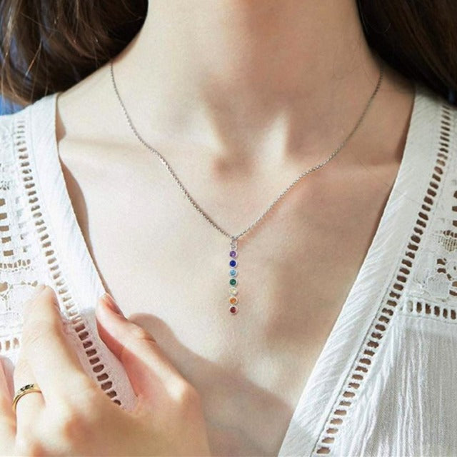 7 Chakras Natural Stone Pendant Necklace for Men and Women