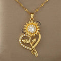Spinner Heart and Sunflower Pendant Necklace