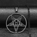 Gothic Satan Baphomet Pendant Necklace Black