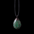 Natural Stone Sphere Pendant Necklace Tree of Life green aventurine