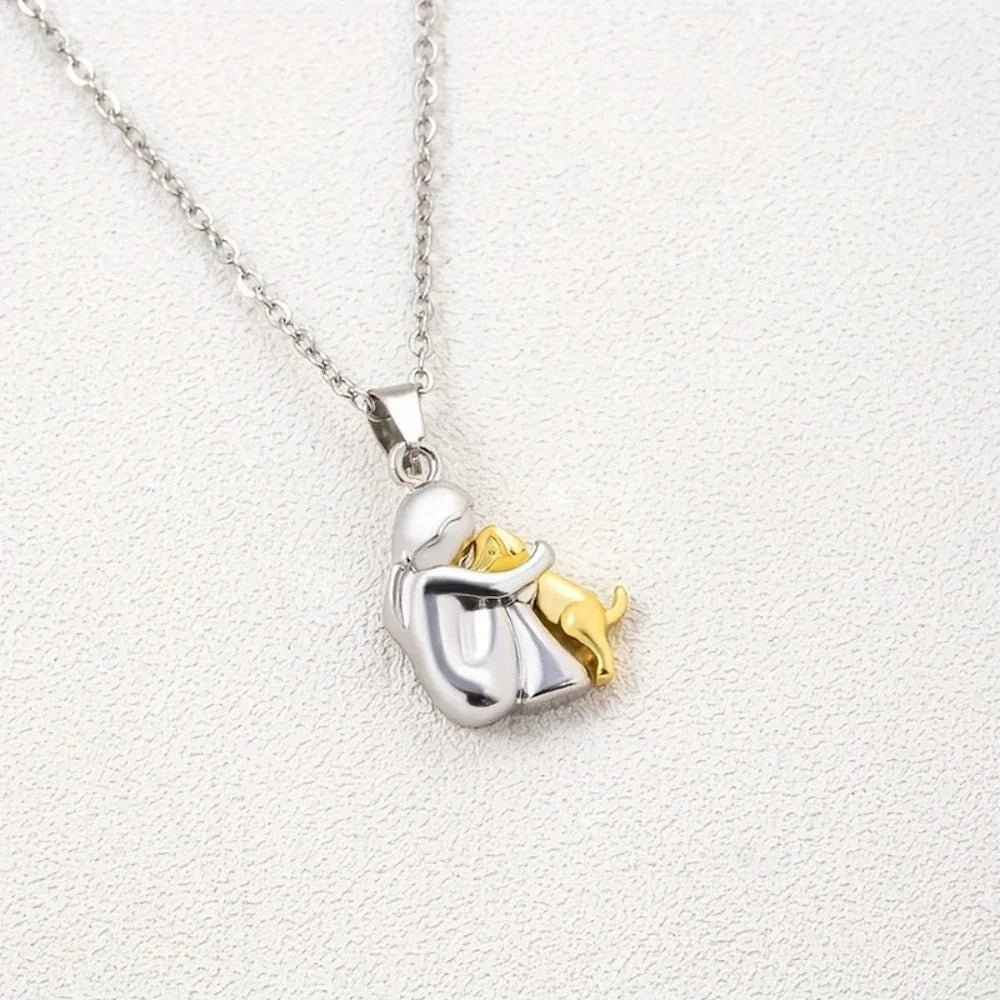 Hug Pendant Necklace Dog and Owner
