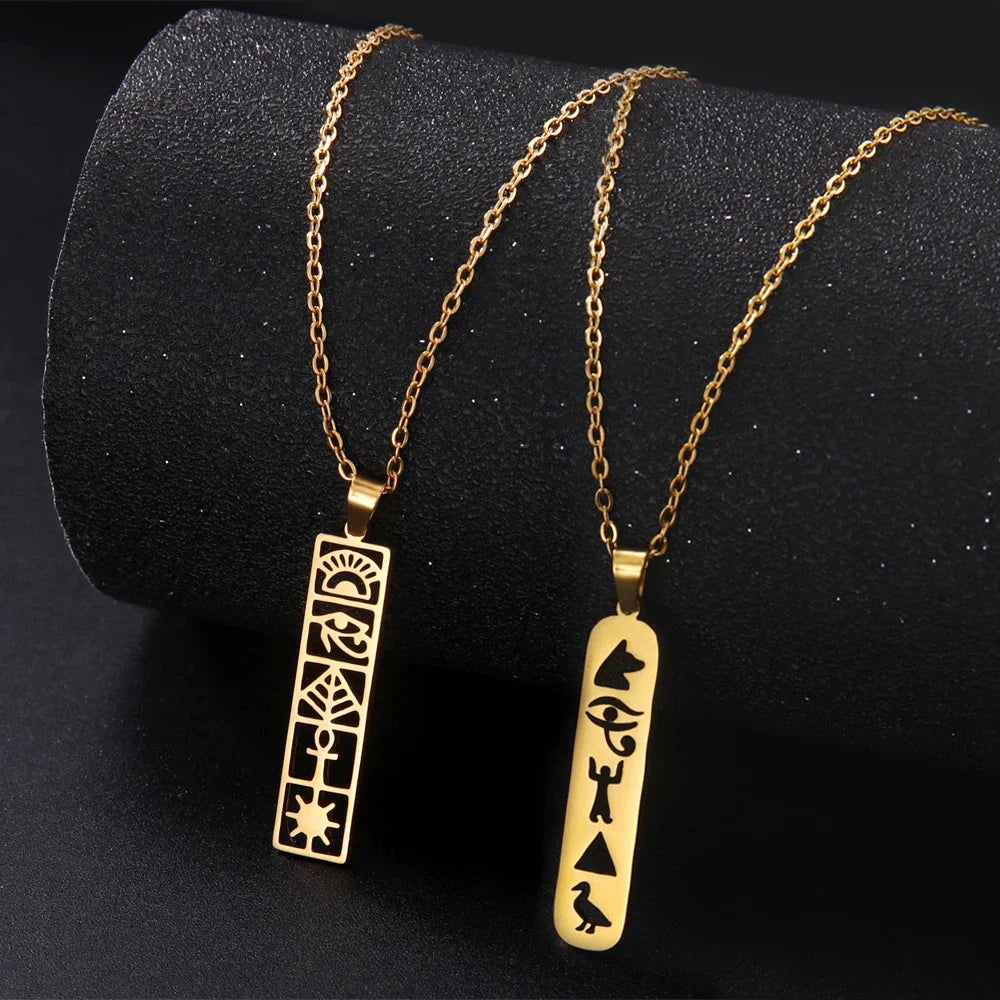 Egypt Hieroglyphs Cartouche Pendant Necklace