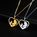 Cat & Mistress Pendant Necklace silver gold