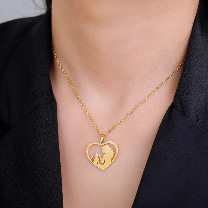 Cat & Mistress Pendant Necklace gold