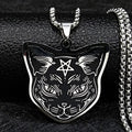 Black Cat Pentacle Witchcraft Wiccan Pendant Necklace