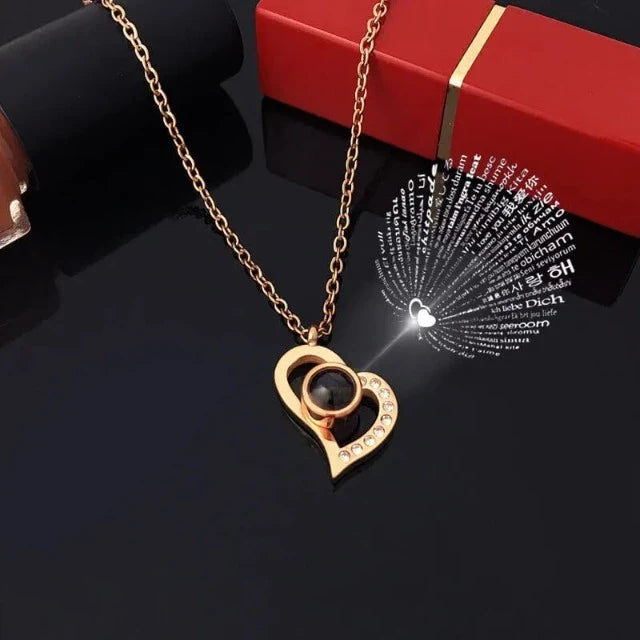 Heart Pendant Necklace "I Love You" with Gift Box gold