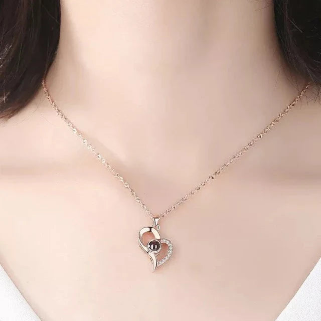 Heart Pendant Necklace "I Love You" with Gift Box silver