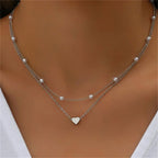Heart Pendant & Pearl Necklace in Silver