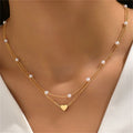 Heart Pendant & Pearl Necklace in Gold