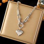 Silver Heart Pendant Choker Necklace