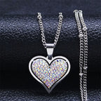 Heart Pendant Necklace with Silver and White Cubic Zirconia