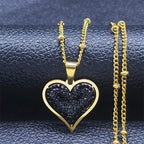 Heart Pendant Necklace with Gold and Black Cubic Zirconia