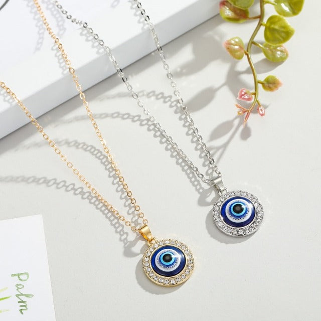 Greek Turkish Blue Evil Eye Pendant Necklace Matiasma Mataki