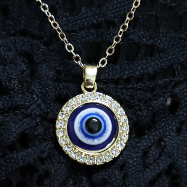 Greek Turkish Blue Evil Eye Pendant Necklace Matiasma Mataki silver